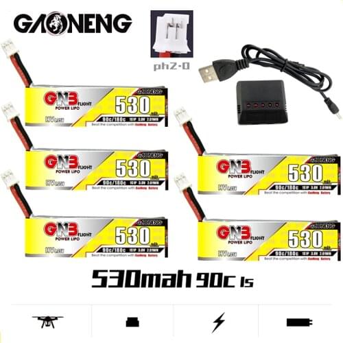 GAONENG GNB 3.8v 530mAh 90C/180C 1S HV Rechargeable LiPo Battery And Charger For RC Quadcopter FPV Racing Drone Parts With PH2.0