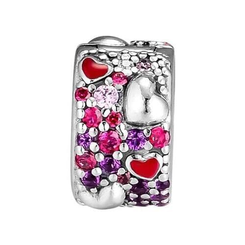 Asymmetric Hearts of Love Clip Beads for Charms бижутерия cheap Bracelets Women Valentine Day Silver 925 Jewelry DIY Beads