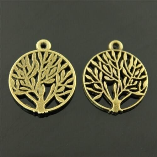Free Shipping 30Pcs 19mm The tree pendant DIY retro jewelry accessories ancient bronze trumpet life