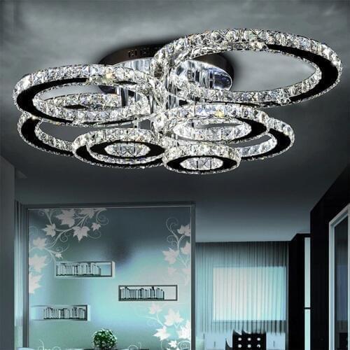 Modern LED Ceiling Light Stainless steel Crystal Led Light for Living Bedroom Diamond Ring LED Lustres Lamparas de techo Light