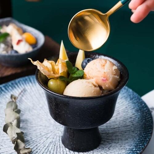 Ice cream cup creative ceramic round dessert cup smoothie cup milkshake cup ice cream cup yogurt cup home breakfast cup