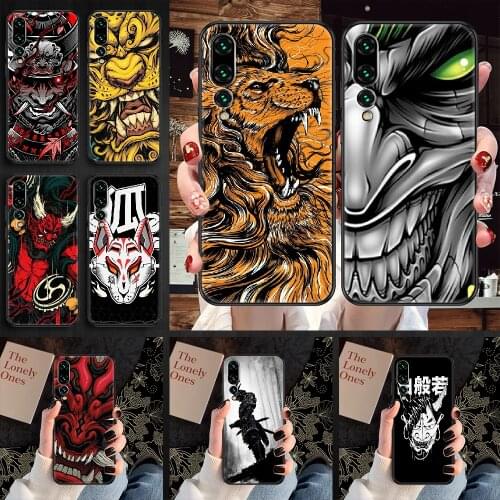 Japanese samurai oni mask Phone case For Huawei P Mate P10 P20 P30 P40 10 20 Smart Z Pro Lite 2019 black luxury coque art