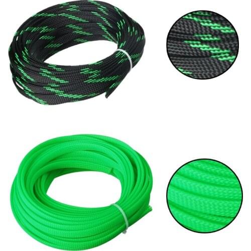 Black&gree green Braided Protective Sleeve 0.5~10m Long Corrosion-Resistant Braided Cable Insulation Sleeve For Protecting Wire