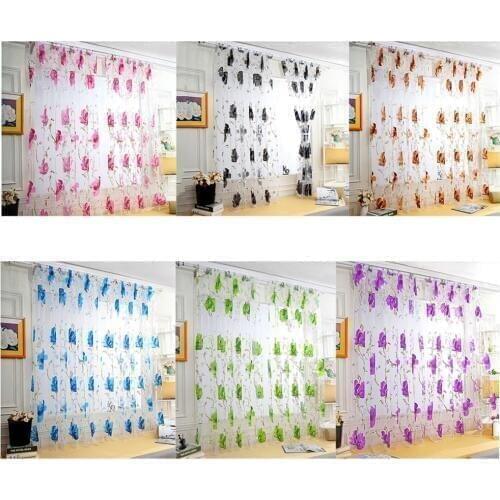 Hot Home Textile Flower Embroidered Luxury 3D Window Curtains Fabric Tulle Sheer Curtains For kitchen Bedroom Living Room