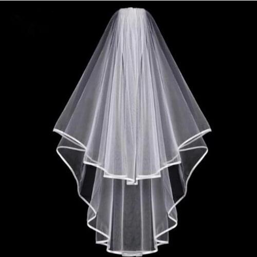 Short Tulle Wedding Veils Two Layer With Comb White Ivory Bridal Veil for Bride Wedding Accessories