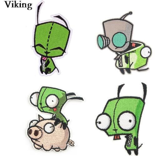 Cartoon Alien Patches Iron on Embroidered Patches for Clothing Diy Applique Backpack Accessories Sewing Fabric Badges G0888