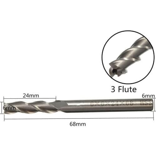 1pc 6mm x 6mm 3 Flute HSS Aluminium End Mill Cutter Extended CNC Bit Incisive Strong and Durable Top Quality