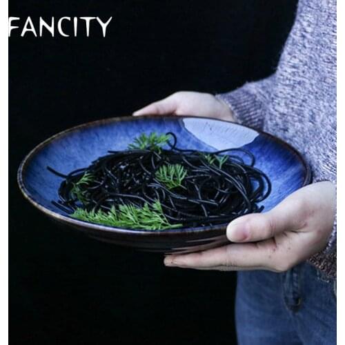 FANCITY Creative ceramic bowl, fruit salad bowl, western food pasta plate, household rice bowl, soup bowl, cold noodle bowl