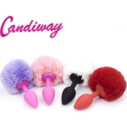Rabbit tail silicone anal plug sex toy adult product for woman,anal plug dog tails Slave cosplay submisson bead Rabbit girl game
