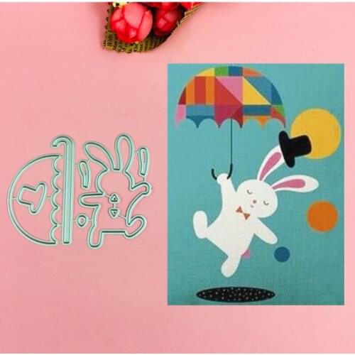 Rabbit with umbrella Cutting Dies Stencils for DIY Scrapbooking/photo album Decorative Embossing DIY Paper Cards