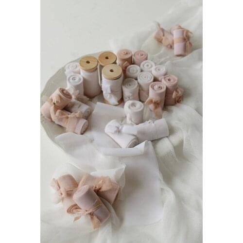 6cm Flower Tie Holding Ribbon Wedding Hand-dyed Chiffon Handmade Raw Edge Hand Torn Satin Ribbon Cloth ribbons
