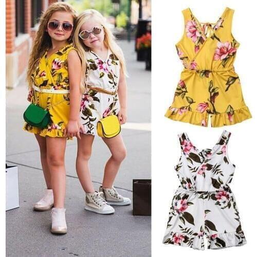 Summer Toddler Baby Girl Floral Print Sleeveless Rompers Jumpsuit One_piece Outfits Sunsuit