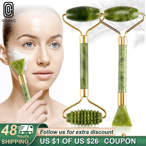 Massager For Face Jade Roller Facial Skin Care Tools Natural Gouache Scraper Body Back Beauty Slimming Massagers Roller Set