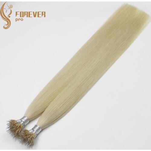 Micro Beads Hair On Capsule Real Remy Keratin Nano Ring Hair Extensions Human Hair 16"-22" Platinum Blonde Highlight #60 40g
