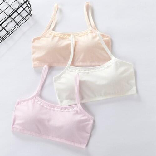 Young Girls Wireless Underwear Puberty Training Bras with Chest Pad Kids Breathable Sport Bras Rackback Tank Top Puberty Clothes