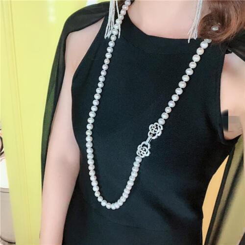 95cm Length Natural Freshwater Pearl Long Necklace Women Pearl Sweater Necklace Jewelry Mother Gifts