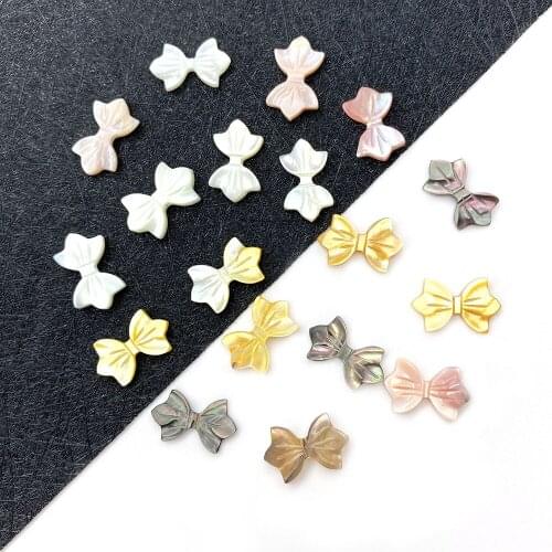 Natural Sea Shell Pendant Loose Beads Bow Shape Carved Pendant for Women Gift DIY Fashion Necklace Earrings Craft Jewelry