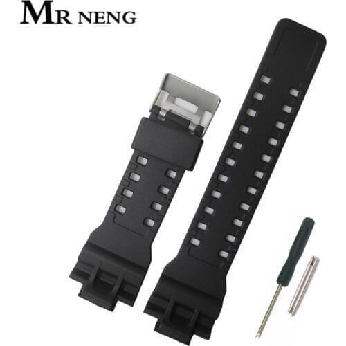 Man 16mm Silicone Rubber resin Watch Band Strap Fit Replacement Black Waterproof Watchbands Accessories For GA110/100