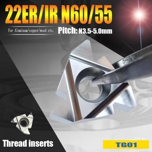 22ER/IR N55/60 Thread turning tools Internal turning tool 22IR N60 carbide inserts thread blade for Aluminum/copper/wood