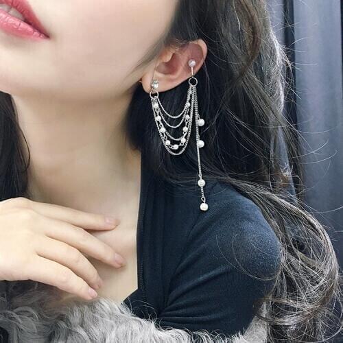 1pcs Sales Korean Fashion Hot New Earrings Integrated Ear Chain Tassel Temperament Wild Woman Wholesale Earrings Free Shiping