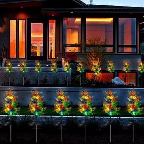Solar Garden Lights Outdoor, Solar Cypress Tree lights Christmas Decoration Lights Waterproof Solar Flower Tree Light Multicolor