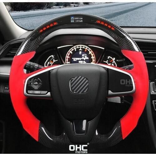 Real Carbon Fiber LED Steering Wheel compatible for FC Si Type - R FK7 FK8