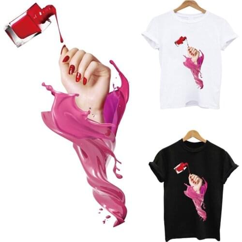 Heat-sensitive patches Fashion nails stripes appliques thermo stickers on clothes transfer fusible clothing custom patch tops