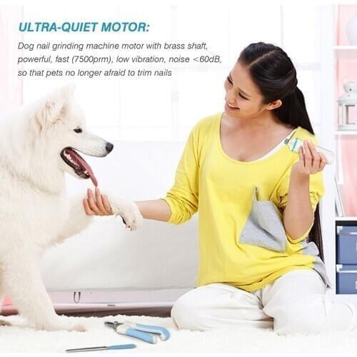 Ultra-quiet Electric Pet Dog Nail Grinder Set Safe Dog Nail Clippers Cutter File Grooming Pedicure USB Rechargeable Pet Grinder