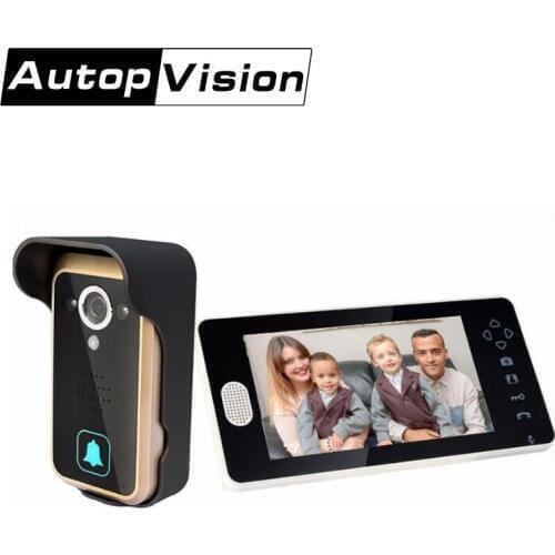 Video Intercom 1doorbell with 1 Monitor Video Doorphone 2-Wires Video Intercom System 7inch Color Monitor and Camera Video Doorb