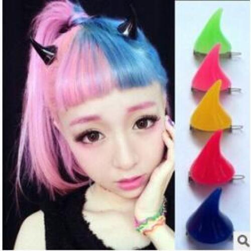 240pcs/lot DIY Simple Multi Acrylic Fluorescence Little Devil Hair Clips Ox Horn Hair Claws Hair Styling Tools Accessories HA812