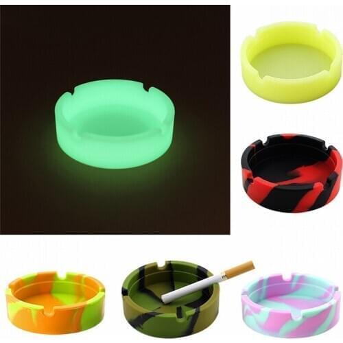 1pc NEW Silicone Rubber Round Ashtray Eco-friendly Fall-proof Noctilucent Ashtray Home Decoration