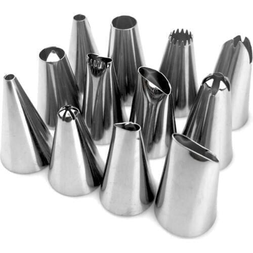 12Pcs/Set Pastry Bag Tips Kitchen DIY Icing Piping Cream Reusable Nozzle Set Cake Decorating Tools Confectionery Accessories