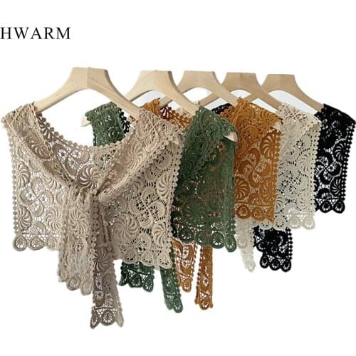 2pcs Thin Sunscreen African Lace Fabric Shawl With Hollow Versatile False Collar And Skirt Silk Scarf Diy Women Dress Decoration