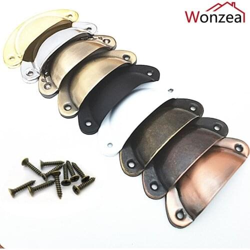 4Pcs Retro Metal Kitchen Drawer Cabinet Door Handle Furniture Knobs Hardware Cupboard Antique Brass Shell Pull Handles