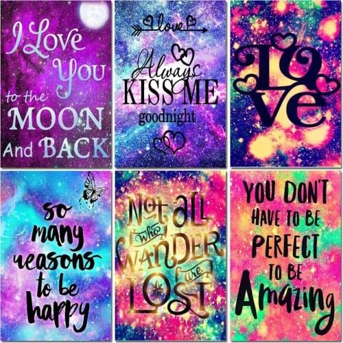 5D Diamond Painting Encourage Phrase Words Colored Text Full Drill Cross Stitch Crystal Art Mosaic Diamond Embroidery Paintings