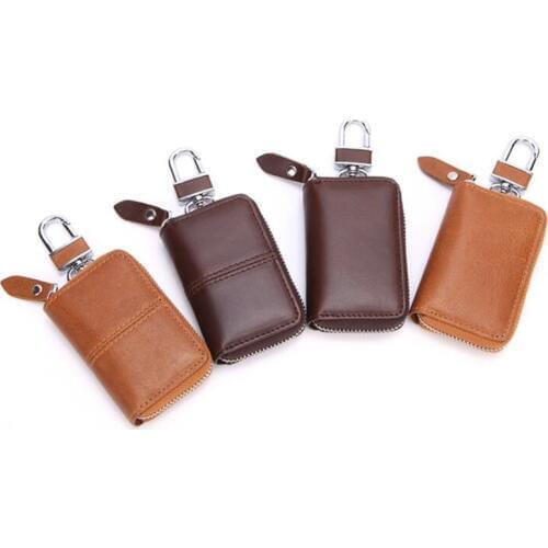 Car Key Bag Classic First Layer Leather Car Key Bag Retro Oil Skin Men And Women General Leather multi-function Home Key Package