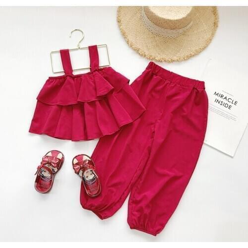 BABY2020 summer new girls suit childrens sling bloomers thin Korean style 2 piece/set kids christmas clothes girl clothes