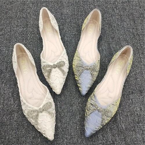 Pointed Ballet Shoes 2021 New Fashion Hollow Flat Shoes Comfortable Shallow Mouth Casual Womens Shoes Large Size 33-44