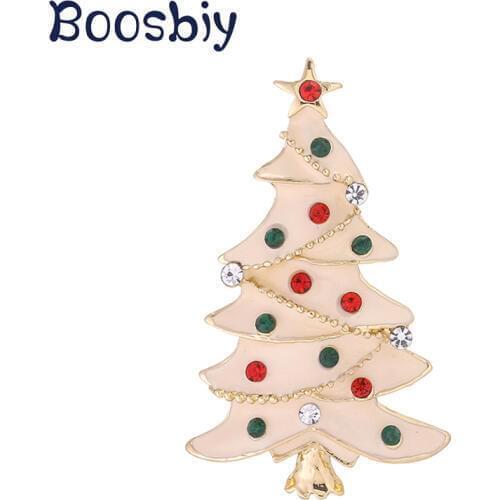 Boosbiy New Christmas Tree Brooches for Women Rhinestone Inlay Fashion Jewelry Festival Brooch Pins Good Gift Winter Coat Brooch