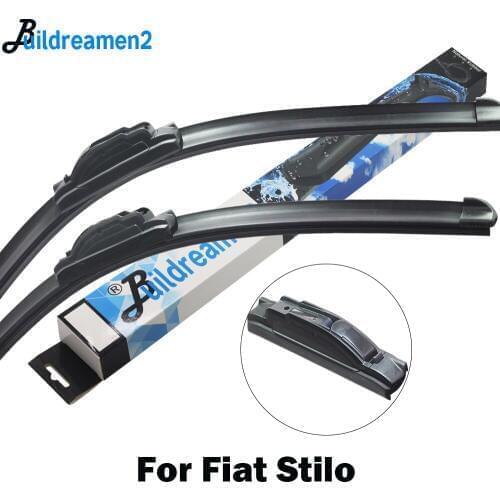 Buildreamen2 Car Styling Wiper Blade Frameless Windscreen Rubber Wiper For Fiat Stilo Fit Hook / Pinch Tab Arms 2001-2008