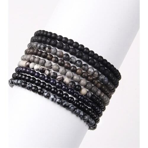 4 mm Natural Reiki Chakra Stone Beads Bracelets Men Vintage Stretch Jewelry Black Labradorite Charm Bangle Women Energy Pulsera