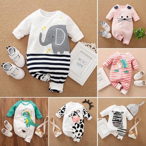 Baby Clothes Spring and Autumn Jumpsuit Cartoon Dinosaur Rainbow Hedgehog Cow Romper