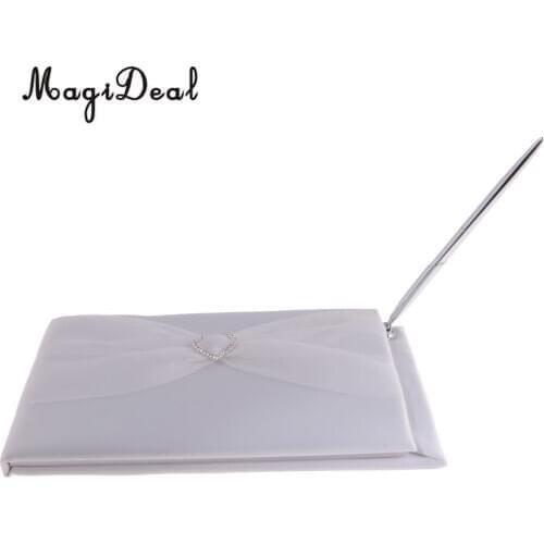 Elegant Wedding Guest Book and Pen Set with Tulle Crystal Decor Party Supplies