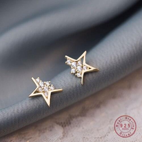 HI MAN 925 Sterling Silver Korean New Style Star Zircon Stud Earrings Women Fashion Exquisite Dating Jewelry Accessories