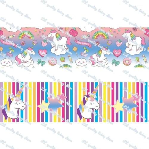 Custom Rainbow and unicorn printed grosgrain ribbon/16mm printed elastic foe ribbons DIY hair bows Sewing webbing 50 yards