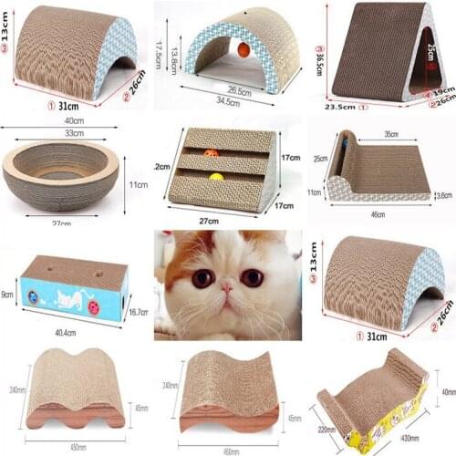 Cat Scratching Board With Catnip Claw Grinding Plate Corrugated Paper Cat Scratching Board Triangle with Ball