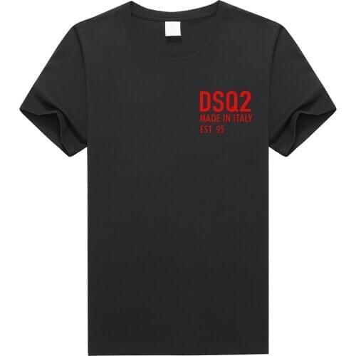 Dsq summer style dsq2 logo 100% cotton Mens and Womens black T-shirt casual O-Neck T-shirt short sleeve tees T-shirt for men