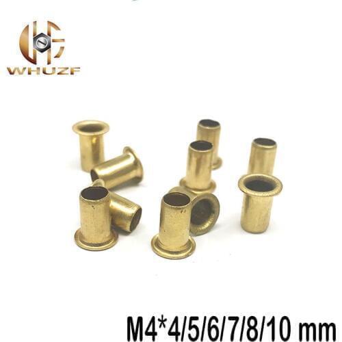 100pcs M4*4/5/6/7/8/10 mm Hollow Copper rivet Bronze rivets Cross hole Brass rivets Single tube DIY accessories