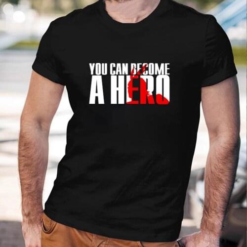 My Hero Academia T-shirt Cute Anime You Can Become A Hero Slogan Men Tee Funny Todoroki Anime Graphic Clothes Hot Sale Male Tops