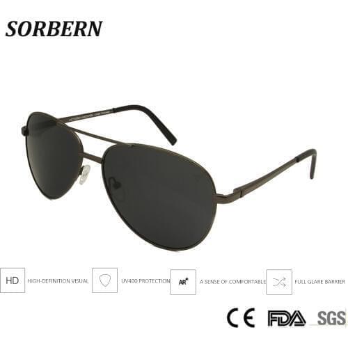 SORBERN Unisex Fahshion Poalarzied Sunglasses Alloy Metal Frames Men Vintage Classic Pilot Sun Glasses Mirror Coating UV400
